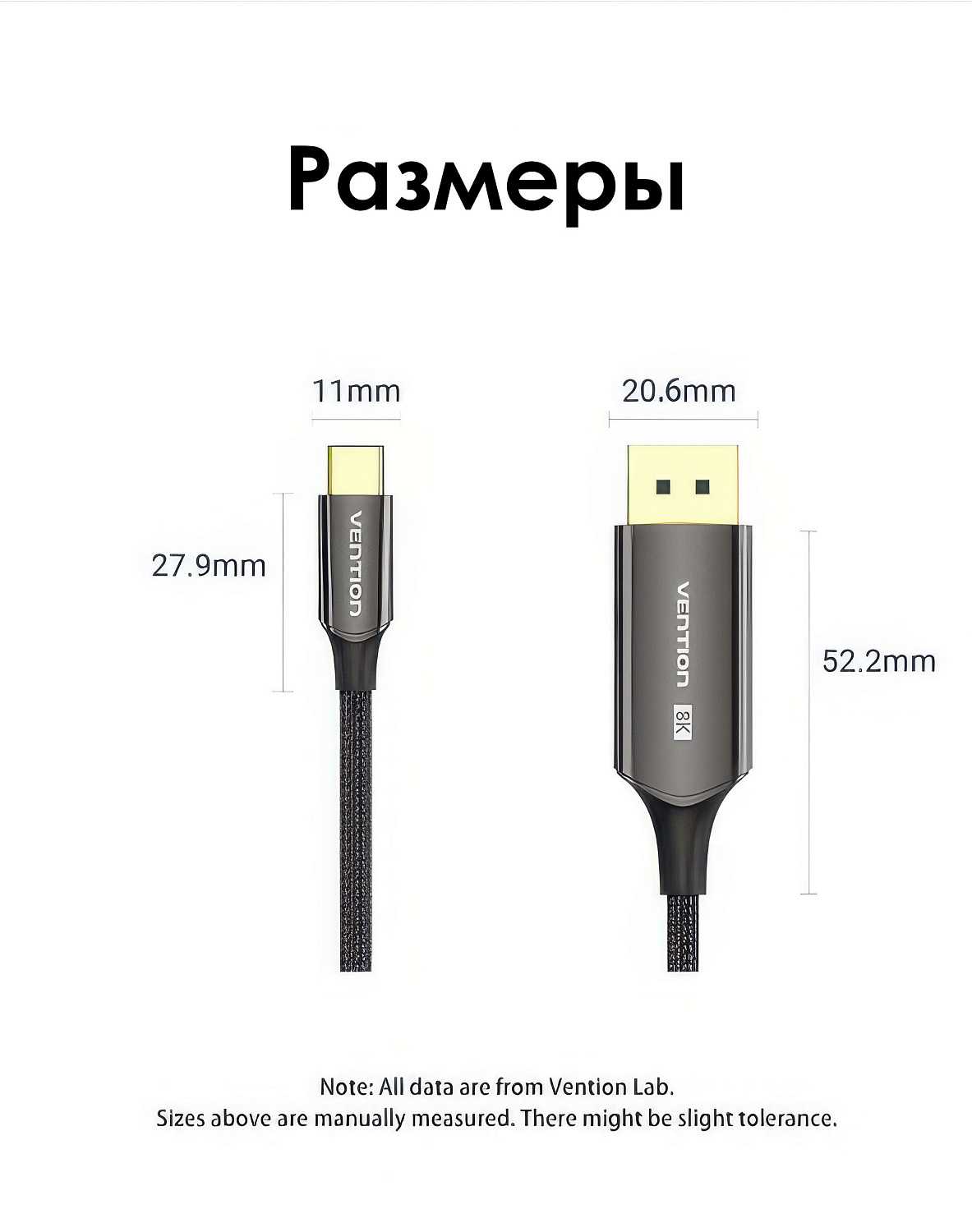 CRFBH Кабель Cotton Braided 8K Bi-Directional USB-C Male to DisplayPort Male Cable 2M Black Zinc All